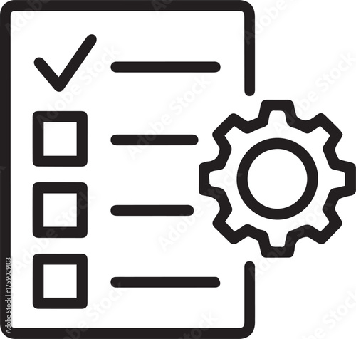 Streamlined checklist with gear icon for efficient project management and task completion, perfect for illustrating process optimization and workflow automation