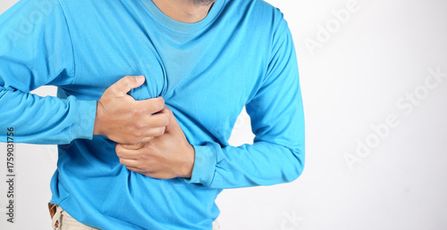 Tableau sur toile Young Asian man suffering from right sided chest pain