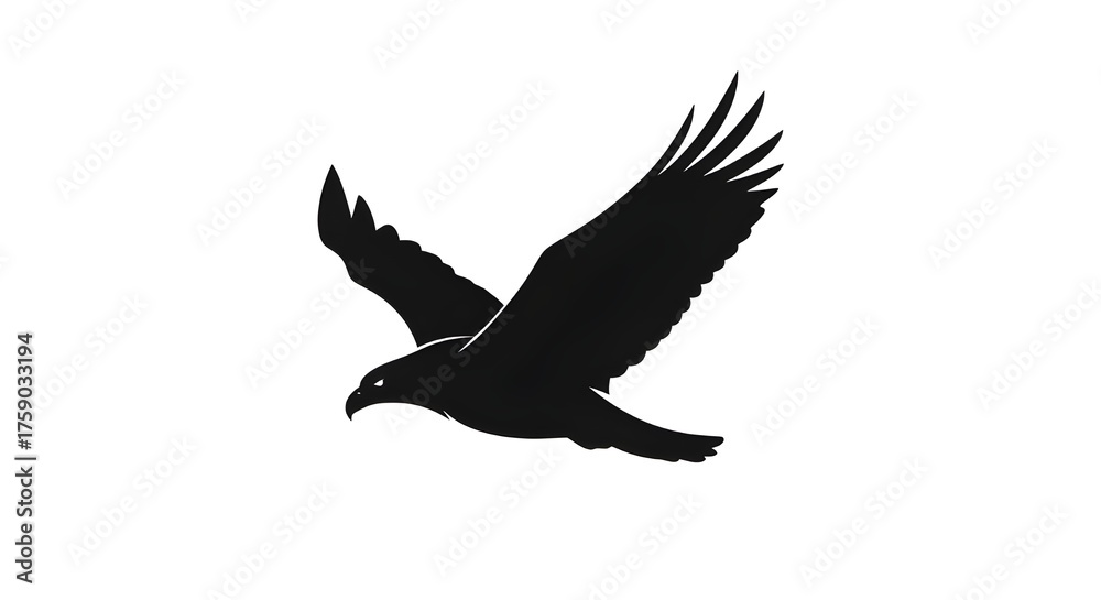 Fototapeta premium Majestic eagle soars powerfully through the sky, embodying freedom and strength with its outstretched wings in a dynamic silhouette.