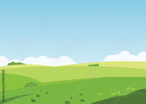 Wide garden view. quiet, empty, bright in the morning. Stock Illustration