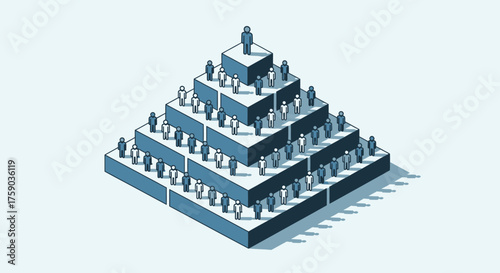 Hierarchical Business Structure People Forming Pyramid Scheme of Power and Success