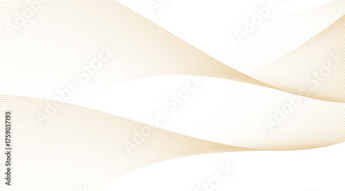 Golden wave lines create a flowing and smooth abstract background on a clean white surface, highlighting the gentle curves and intricate details of the design, with soft shadows