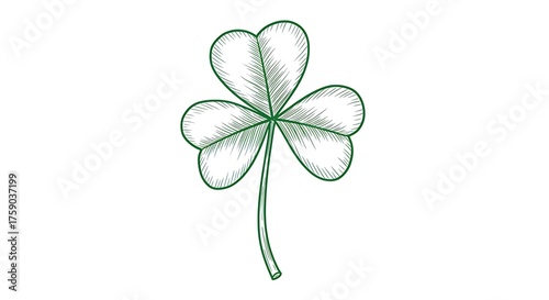 Green shamrock illustration on white background for luck and celebration