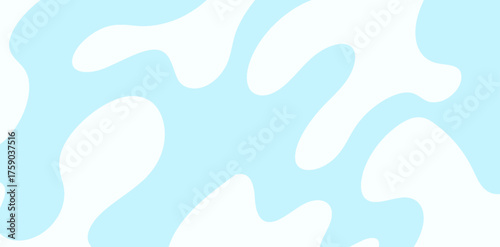 An abstract background displays dynamic, flowing light blue shapes interspersed with smooth, white curves, creating a modern, artistic, and visually engaging design