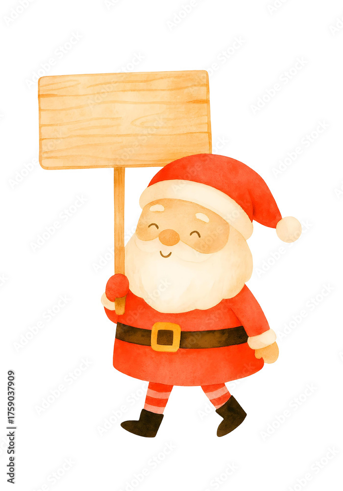 Obraz premium Watercolor Santa Claus | Cute Christmas Illustration Clipart for Holiday Cards and Winter Decor