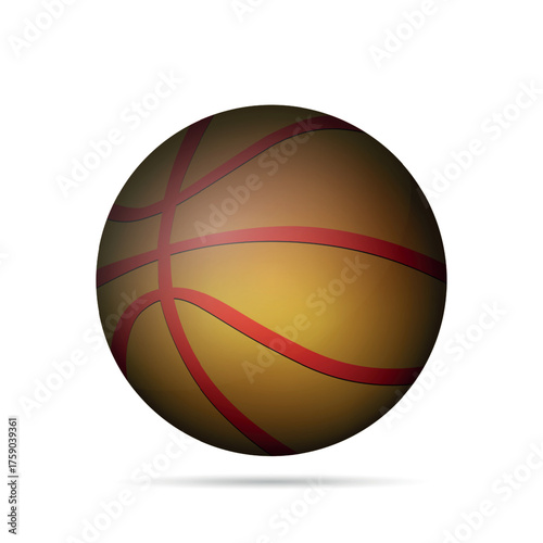 Basketball ball isolated on white background. Simple round logo. Basketball banner, poster template. Vector illustration.