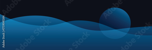 Modern dark blue abstract horizontal banner background with glowing geometric lines.Suitable for covers, brochures, presentations, flyers. vector