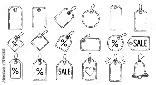 Collection of Various Sale Price Tags Isolated on White Background