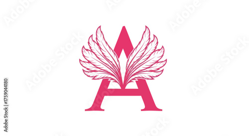 Pink letter A with wings