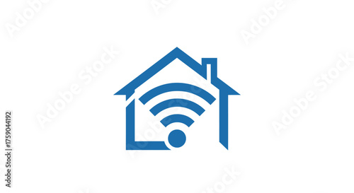 Blue house outline with WiFi symbol