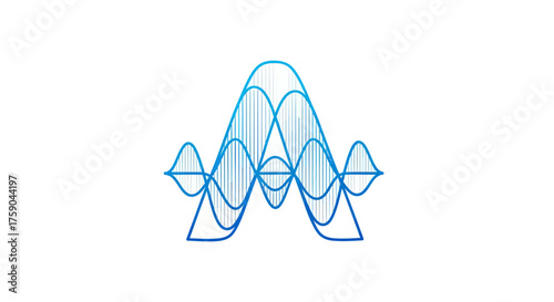 Overlapping blue wave crest graphic