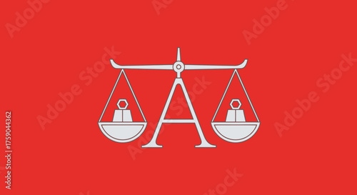 Gray scales of justice on a red background