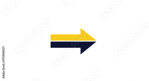 Arrow divided in two. Yellow above, dark blue below