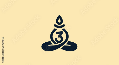 Meditative figure with "3