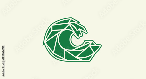 Stylized green wave outlined with triangles