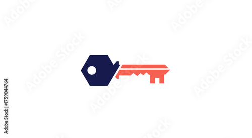 Stylized key, blue head and coral blade