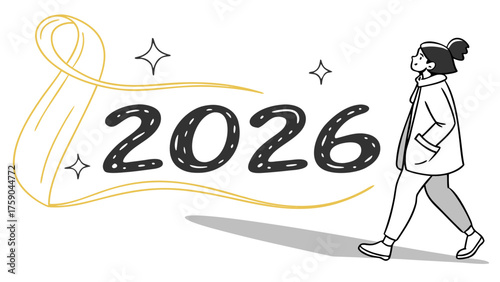 A person walks towards the year 2026 with a hopeful outlook