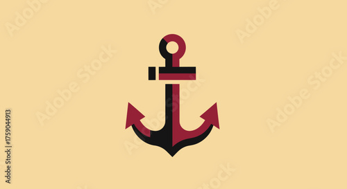 Stylized maroon/black anchor on tan