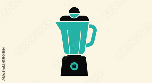 Teal and black blender on a beige backdrop