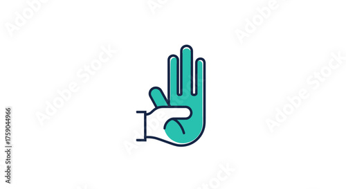 Teal gloved hand icon with outline