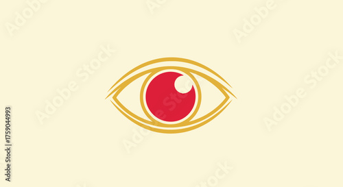 Stylized eye red iris, gold outline