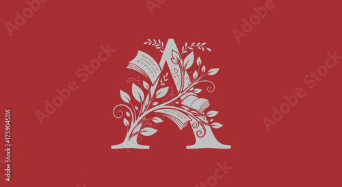 Floral 'A' with books