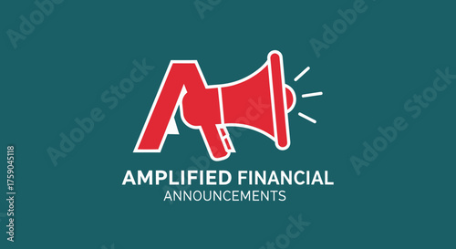 Red loudspeaker behind the words "Amplified Financial Announcements