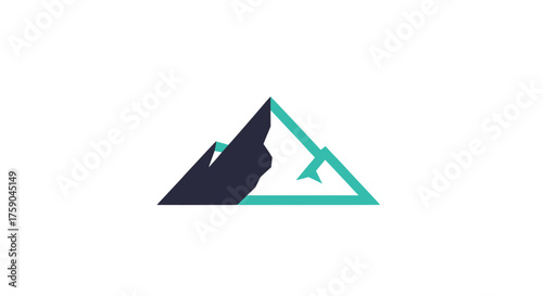 Abstract mountain icon, dark-teal filled peak, teal border