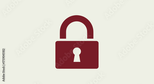 Burgundy padlock on cream