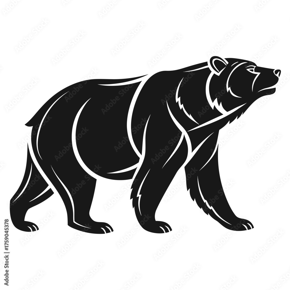 Obraz premium Stylized black bear silhouette walking