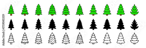 Christmas tree icon. Pine icon