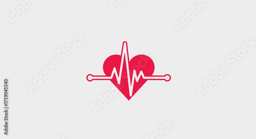 Red heart with a white ECG waveform