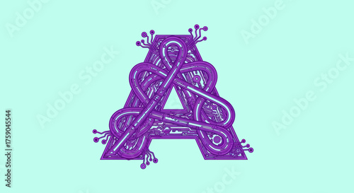 Purple tech "A" graphic