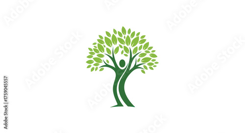Green tree silhouette with abstract person integrated