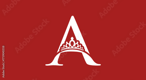 White "A" with a crown, on red