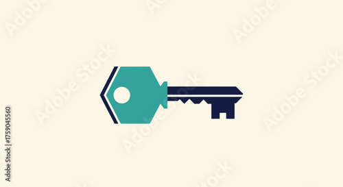Teal and dark blue key on beige