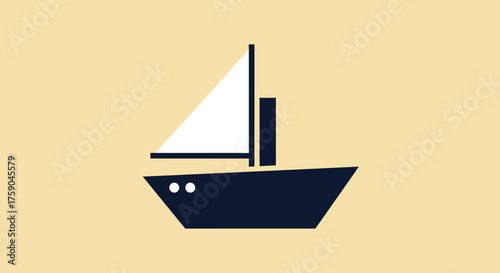 Stylized sailboat on a beige background