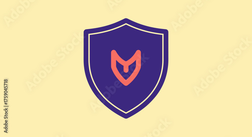 Free Download Purple shield, coral icon on a pale yellow background - GFXLoad