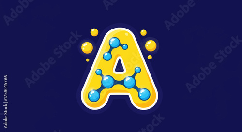Cartoon "A" with molecules