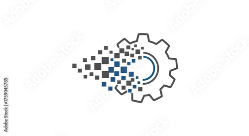 Gear merging into square pixels