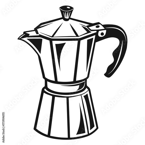 Classic bialetti moka pot coffee maker illustration