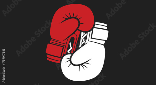 A symbolic graphic of red and white boxing gloves locked in opposition, representing a sports rivalry and competitive combat