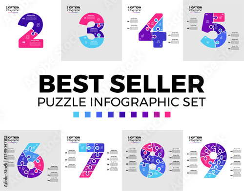 Infographic bundle set puzzle, the best choice for making business presentations with infographic number units. vector eps 