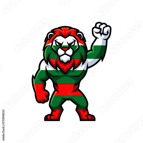 Fierce Lion Mascot with Bulgarian Colors - Symbol of Strength and National Pride