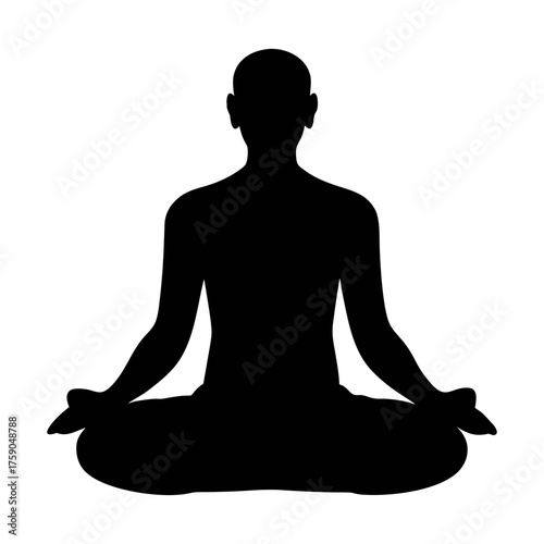 Yoga meditation pose silhouette vector illustration for health and wellness concept design