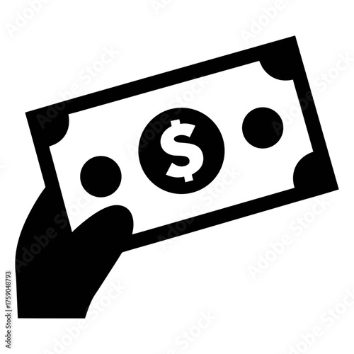 Dollar bill money cash payment finance currency investment wealth hand holding concept icon vector