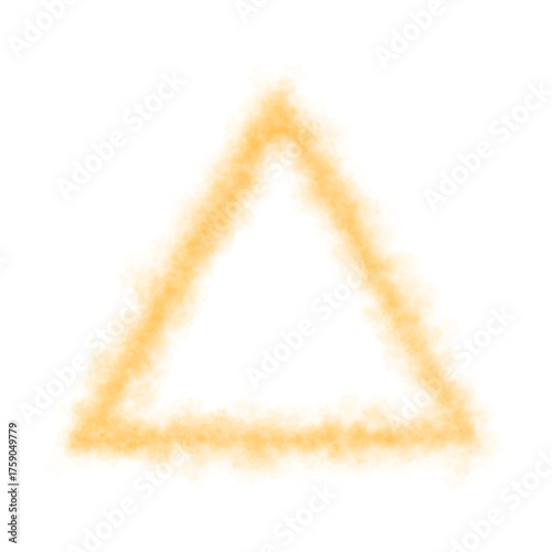 Glowing orange smoke triangle shape, frame with transparent background and warm neon light effect for abstract futuristic use
