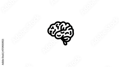 Brain icon line art illustration representing intelligence, thinking, memory, creativity, science, and mental health concepts