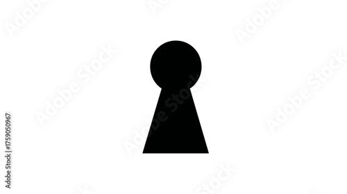 Black keyhole icon silhouette isolated on white background, symbolizing security, privacy, access, secret, mystery, and solution.