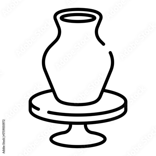 Pottery turntable, banding wheel, ceramics making black line icon